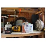 Shelf Lot - floor fan, outdoor lights, kick