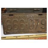 Maryland License Plate 666-079 from 3-31 1942