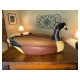 Styrofoam goose decoy, metal decorative wall