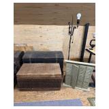 2 Antique trunks,wrought iron floor lamp and a