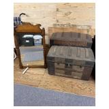 2 Round top trunks and a mirror