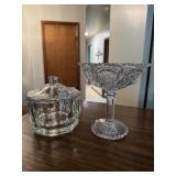 Indiana Glass Co octagon lidded candy dish and