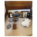 Antique framed photos and other frames, wrought