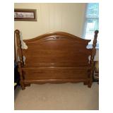 Oak queen size bed frame - headboard and