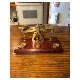Postal scale with weights made in England
