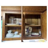 Upper cabinet contents by microwave including