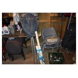 Fishing lot including 2 boat seats, fishing reels