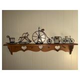 Wooden shelf dcorated with hearts 48 x 5.5 and