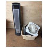 Tote of fans and a Lasko air heater