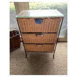 Wicker style 3 bin storage drawers