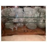 Clear glass lot including cream & sugars, salt &