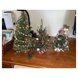 3 Miniature lighted trees (2 came on when tested)