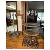 Wrought iron 2 tier serving stand decorated with