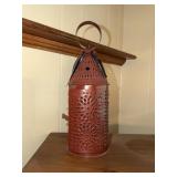 Punched tin electrified candle lantern, star