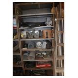 Contents of metal shelving unit - car jack,
