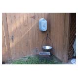 Lot Galvanized tub, metal cart plant stand, and