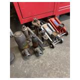 Assorted floor jacks and bottle jacks including