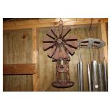 Metal wind mill bird feeder