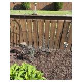 Wrought iron heart shaped planter, butterfly