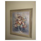 3 Framed wall pictures - 2 are floral by Russo