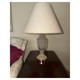 2 Cut crystal and polished brass table lamps