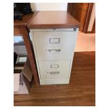 Metal 2 drawer file cabinet with custom wooden top