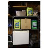 Contents of 3 shelves (whirlpool mini fridge, car