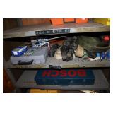 Shelf lot - Dremel, Craftsman 3D sander, framing