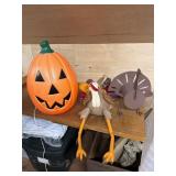 Fall & Halloween lot including lighted pumpkin and