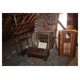 Contents of attic - fireplace screen, fireplace