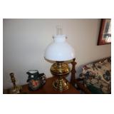 Rayo brass electrified oil lamp with shade