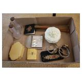 Box lot - 2 perfume bottles, watches,