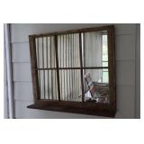 Window window pane mirror with shelf 32" x 28"