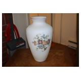 White satin glass vase with flowers