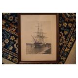 USS Constitution "Old Ironsides" etching by Robert