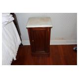 Mahogany and marble nightstand 15X12X29H
