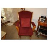 Wood gliding chair with cushions and pillow