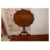 Walnut tilt top table 24" across top 30" tall