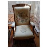 Eastlake needlepoint platform rocker with