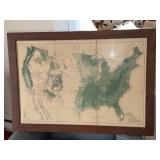 Framed map showing density of existing