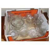 Box lot glassware including cake plates, creamer,