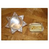 2 glass paperweights - 1 mourning star magnifier