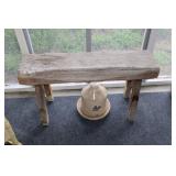 Rustic wooden bench 33" x 8" x 18.5" T