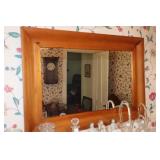 Pine wood framed mirror 31" x 21"