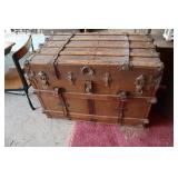 Shipping trunk with contents (blankets)