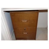Wood 2 drawer filing cabinet with key 19" x 19" x