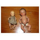 2 miniature bisque jointed dolls 1 is marked Japan