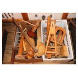 2 Boxes of Wooden Hand Crafted Items including