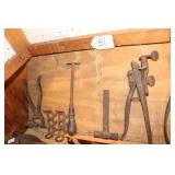 Shelf Lot of Hand Tools including Saw Set, Oil