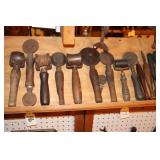Lot including Leather Rollers and Cutters, Wrench